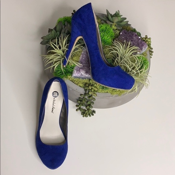 Michael Antonio Shoes - M Michael Antonio Blue Faux Suede Round toe heels pumps women’s 6.5